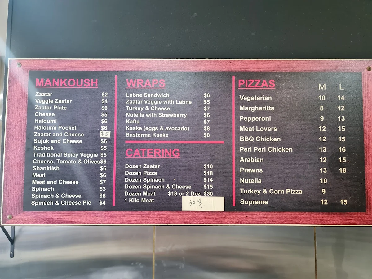 Menu, Mr Manouch