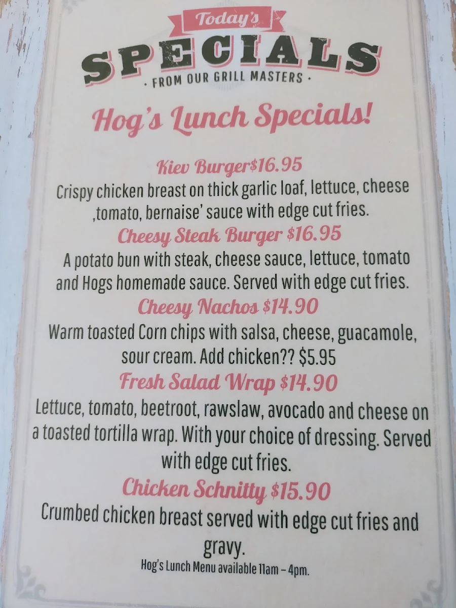 Menu, Hog's Breath Cafe Morayfield