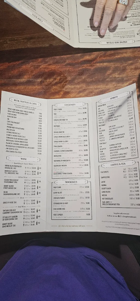 Menu, Hog's Breath Cafe Morayfield