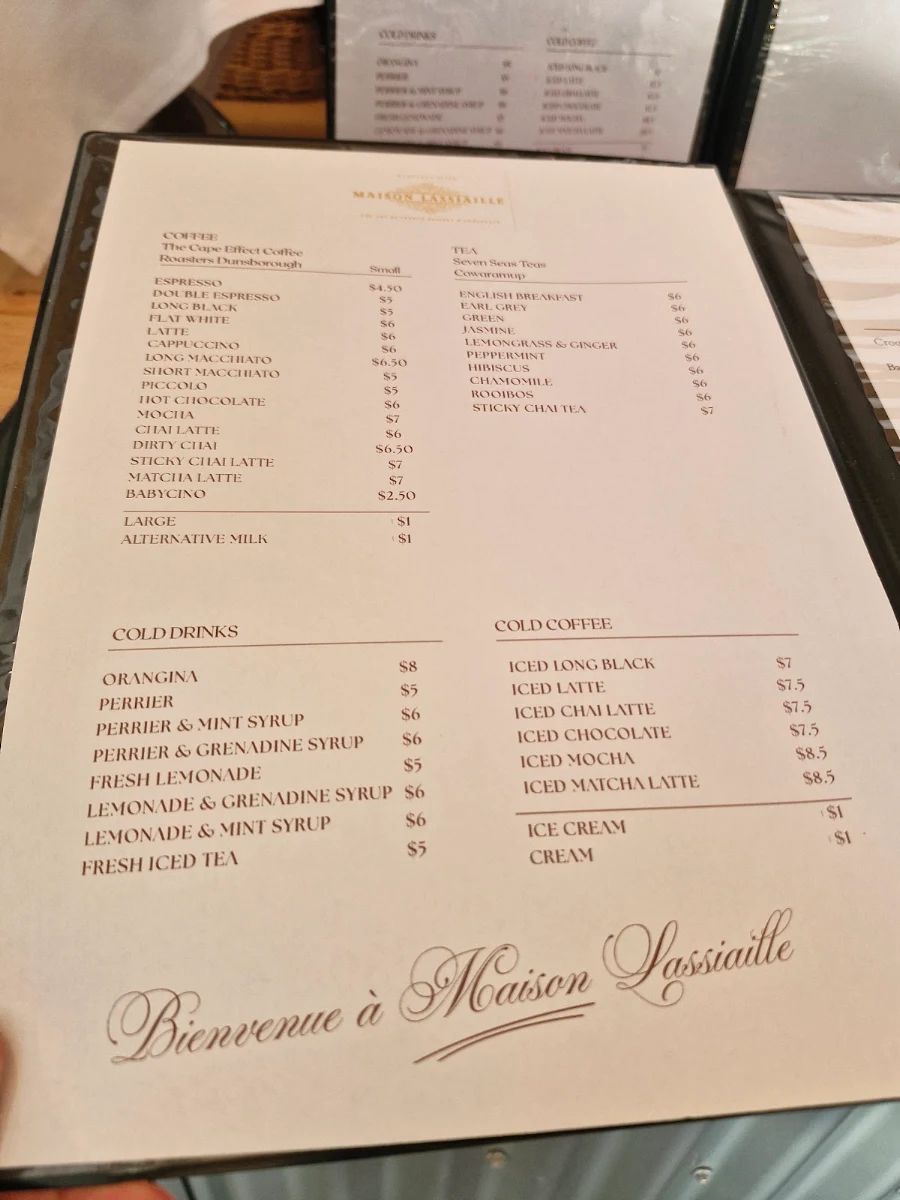 Menu, Maison LASSIAILLE - The Art of French Dessert and Chocolate