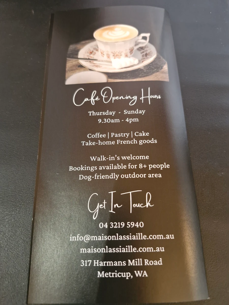 Menu, Maison LASSIAILLE - The Art of French Dessert and Chocolate