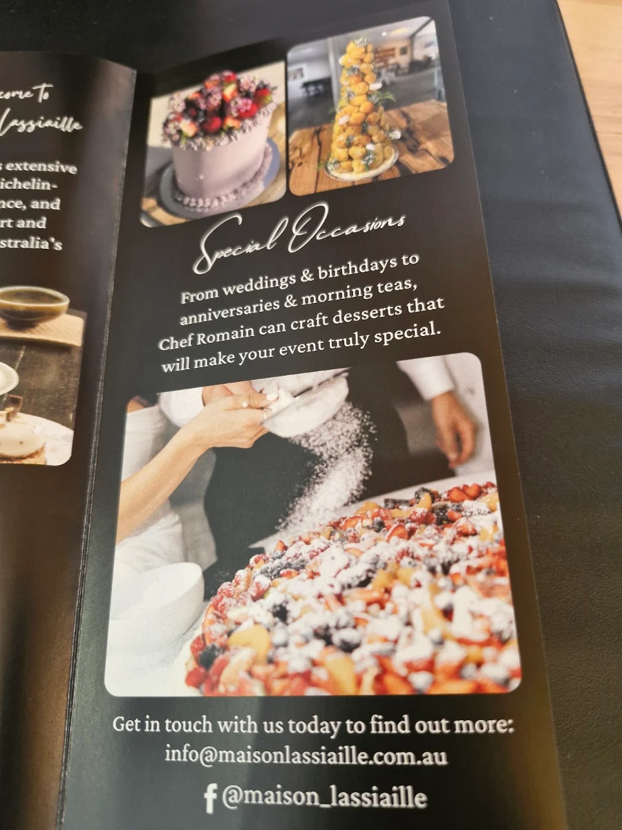 Menu, Maison LASSIAILLE - The Art of French Dessert and Chocolate