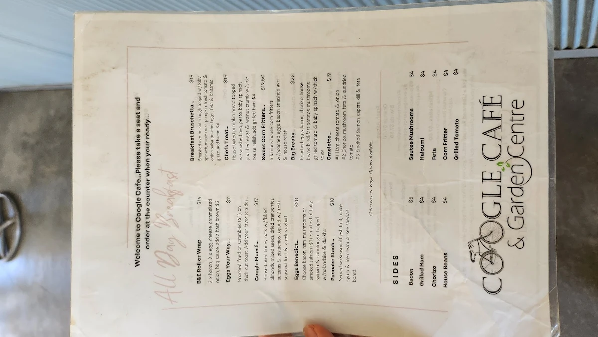 Menu, Coogle Cafe