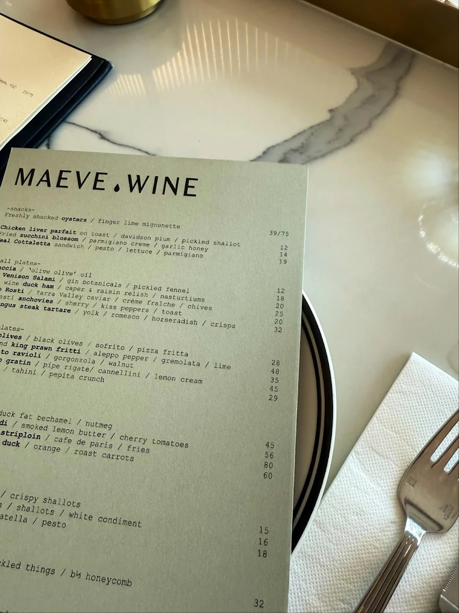 Menu, Maeve