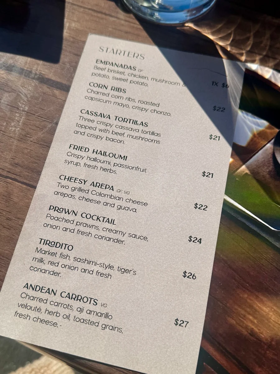 Menu, ANDES SOUL - restaurant & Bar