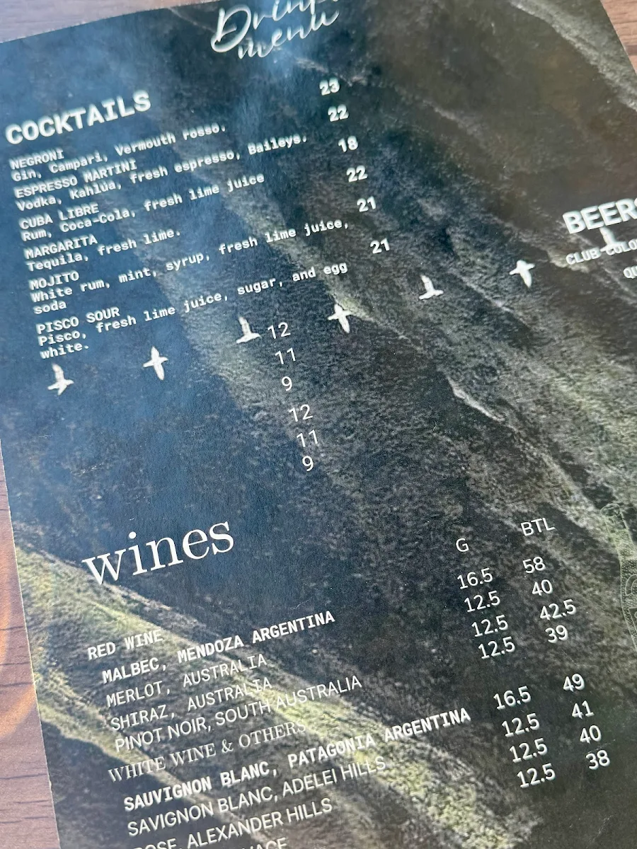 Menu, ANDES SOUL - restaurant & Bar