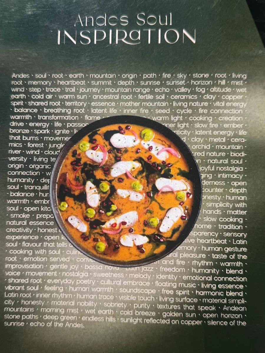Menu, ANDES SOUL - restaurant & Bar