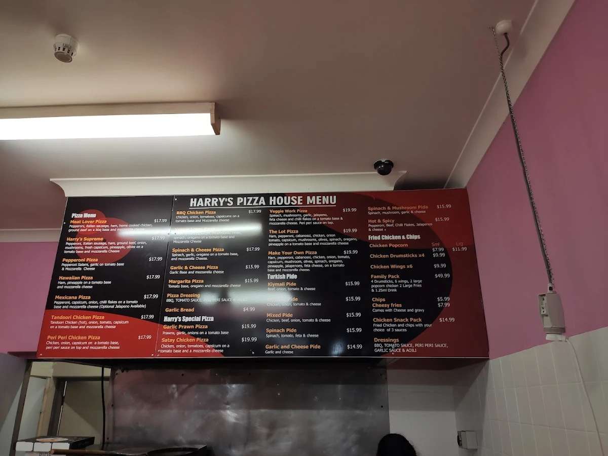 Menu, Harry's Pizza House