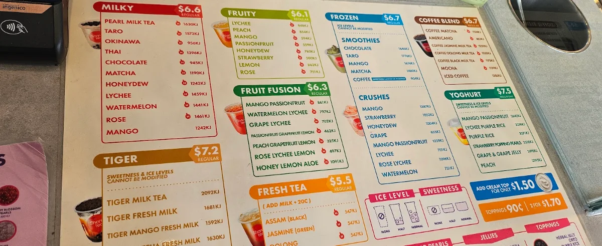 Menu, Sharetea Dandenong Junction