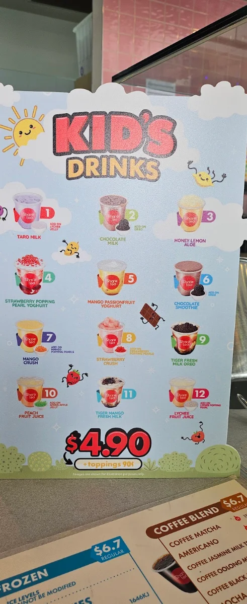 Menu, Sharetea Dandenong Junction