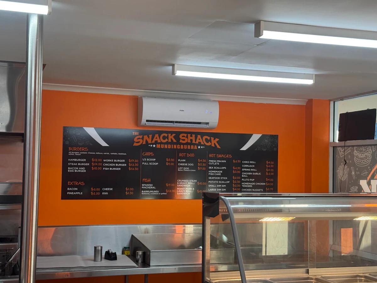 Menu, The snack shack Mundingburra