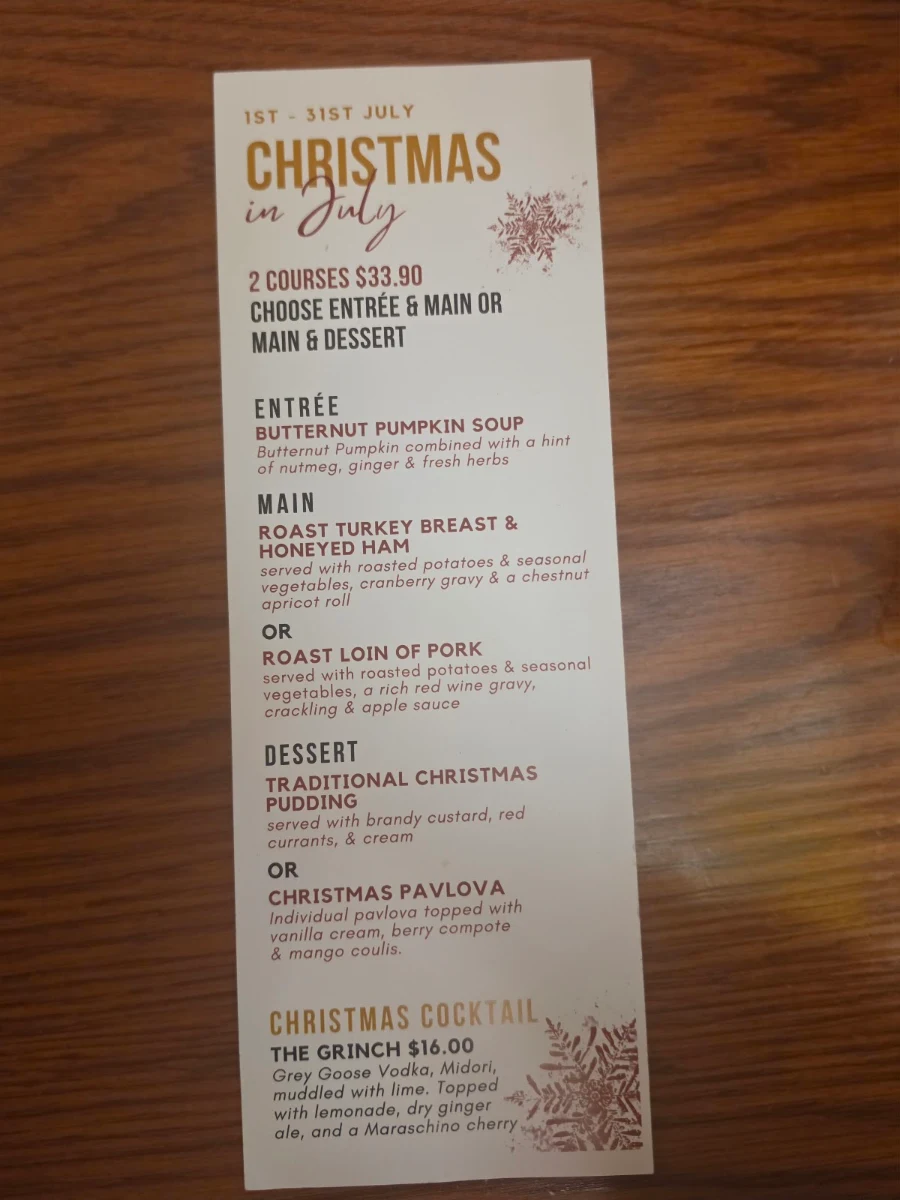Menu, The Old England Hotel