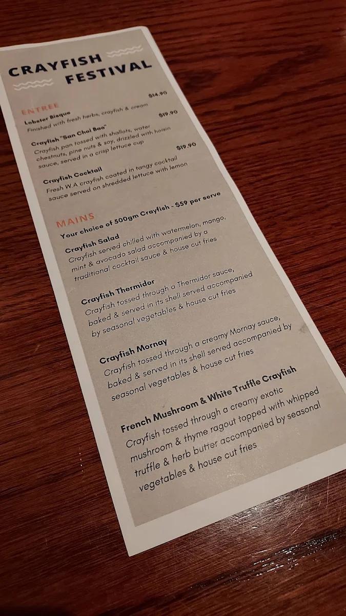 Menu, The Old England Hotel