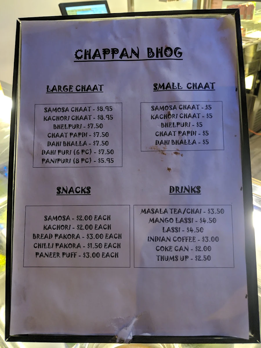 Menu, Chhappan Bhog- Takeaway