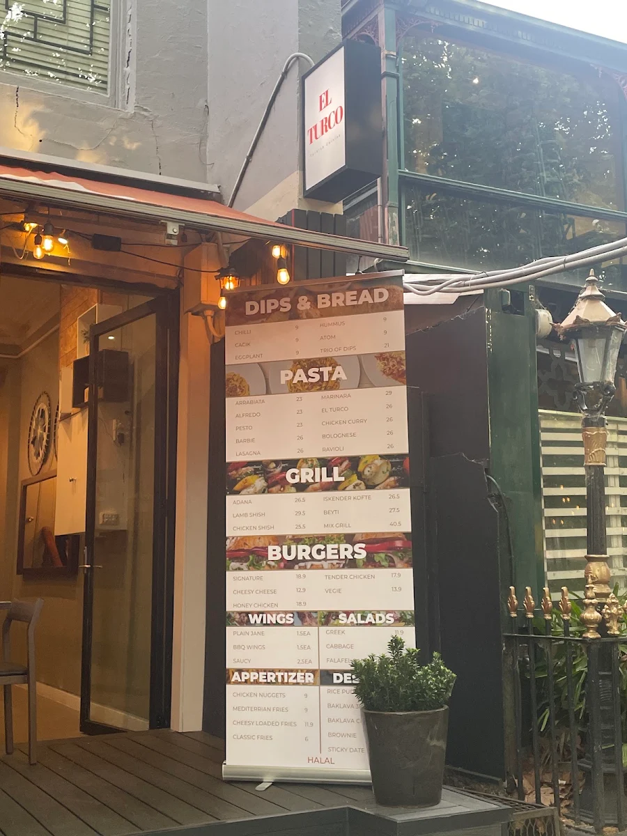 Menu, El Turco