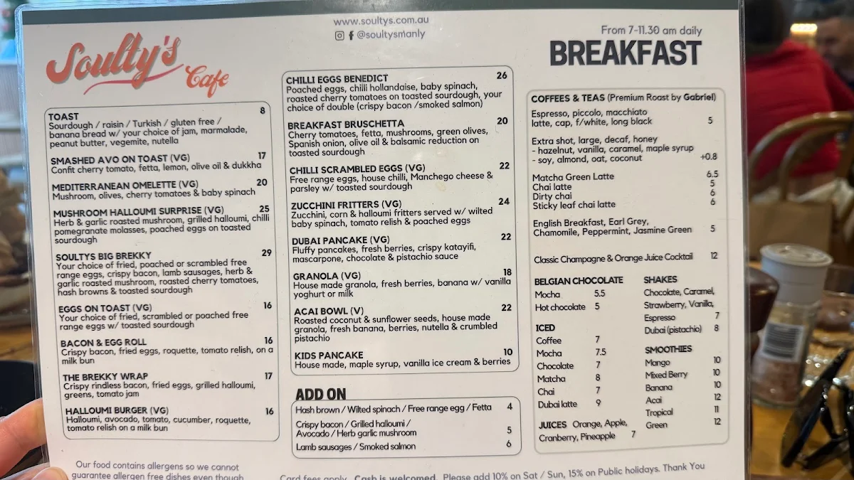 Menu, Soultys