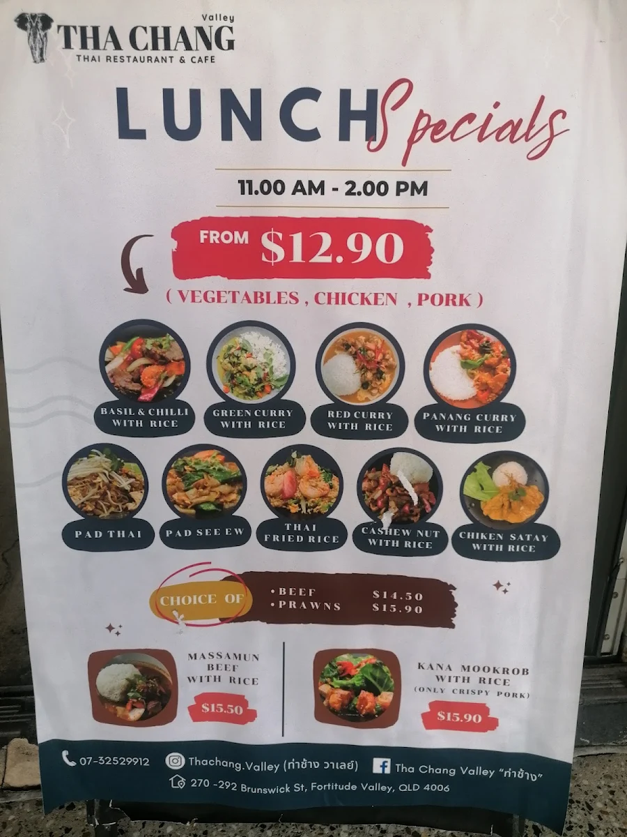 Menu, Tha Chang Valley “ท่าช้าง วาเลย์“