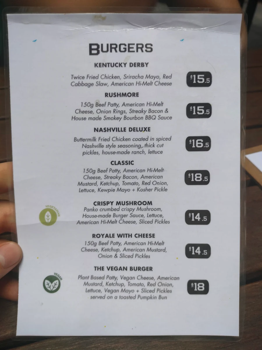 Menu, Burger Boys