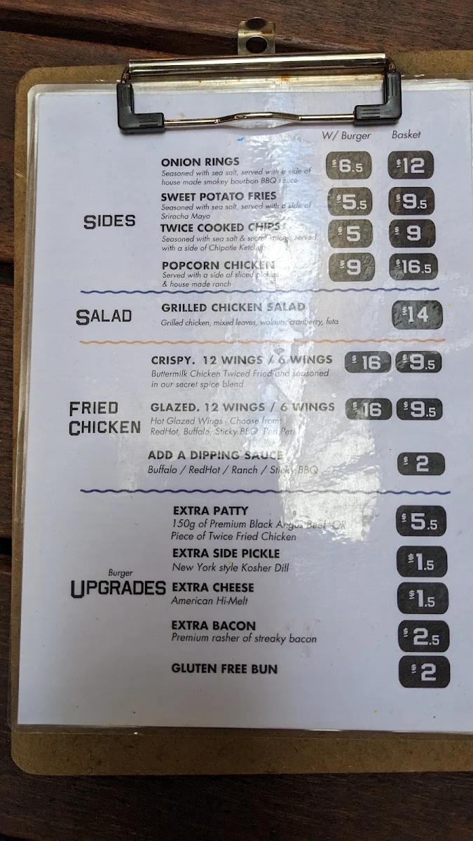 Menu, Burger Boys