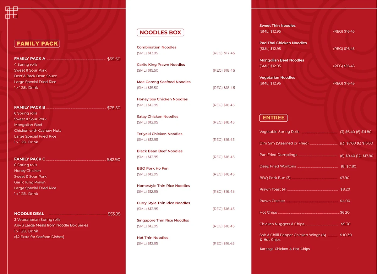 Menu, Noodle Magic Restaurant