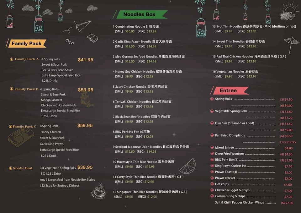 Menu, Noodle Magic Restaurant