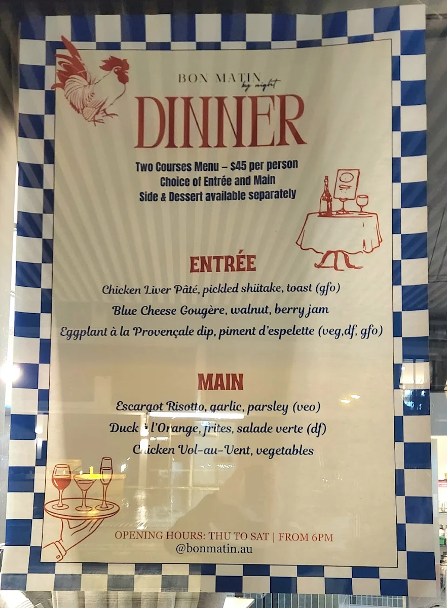 Menu, Bon Matin