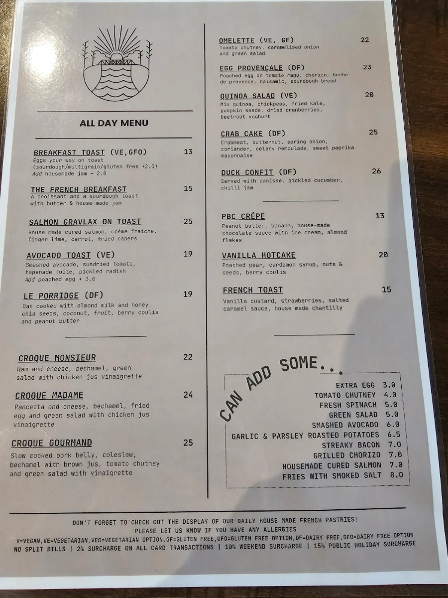 Menu, Bon Matin