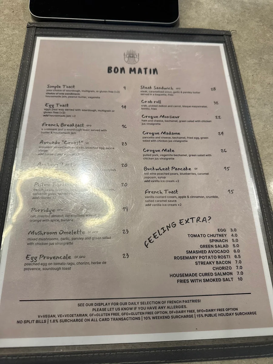 Menu, Bon Matin