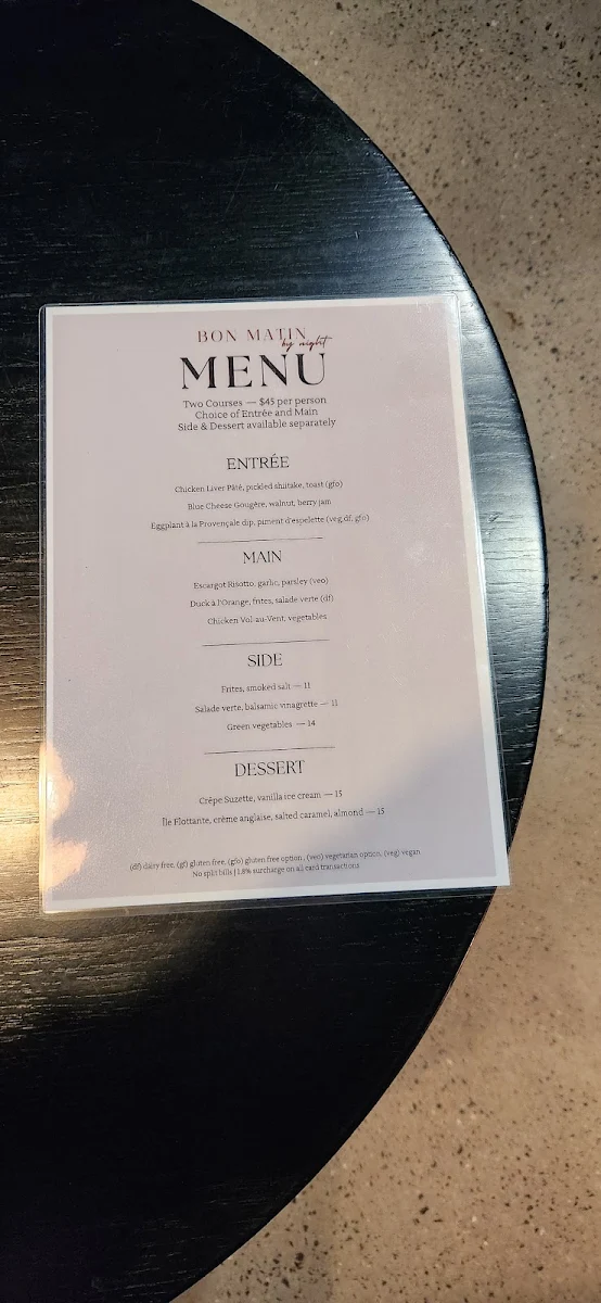 Menu, Bon Matin