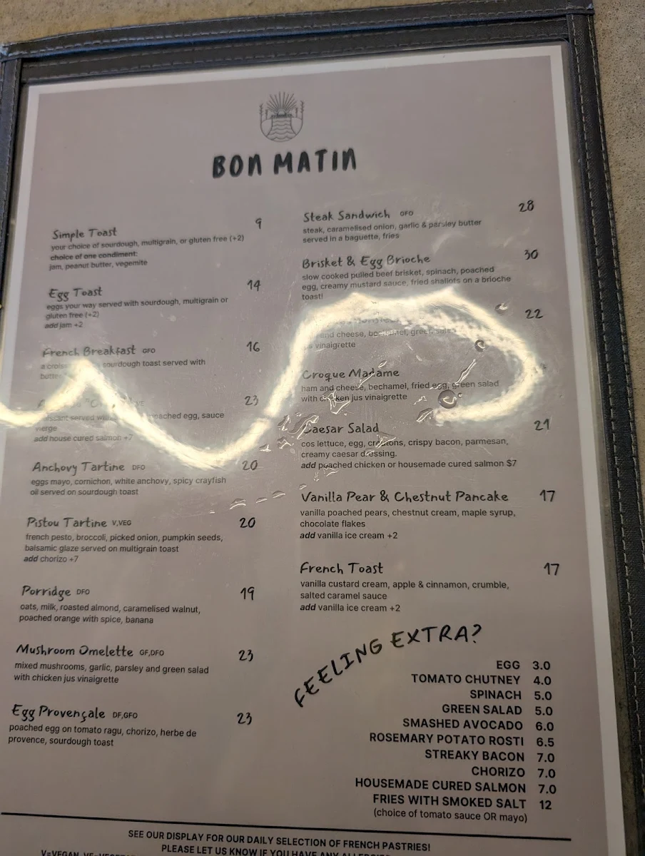 Menu, Bon Matin