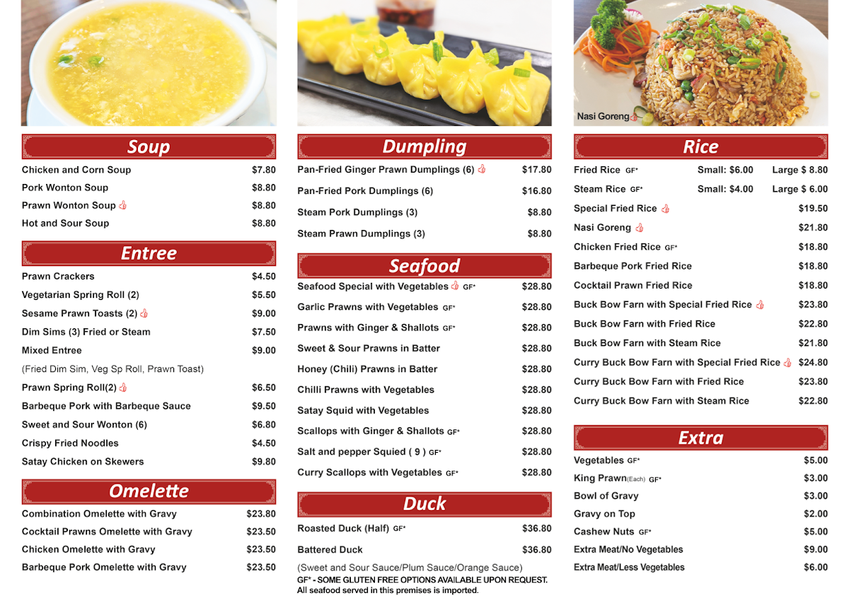 Menu, Zhen Bao Restaurant