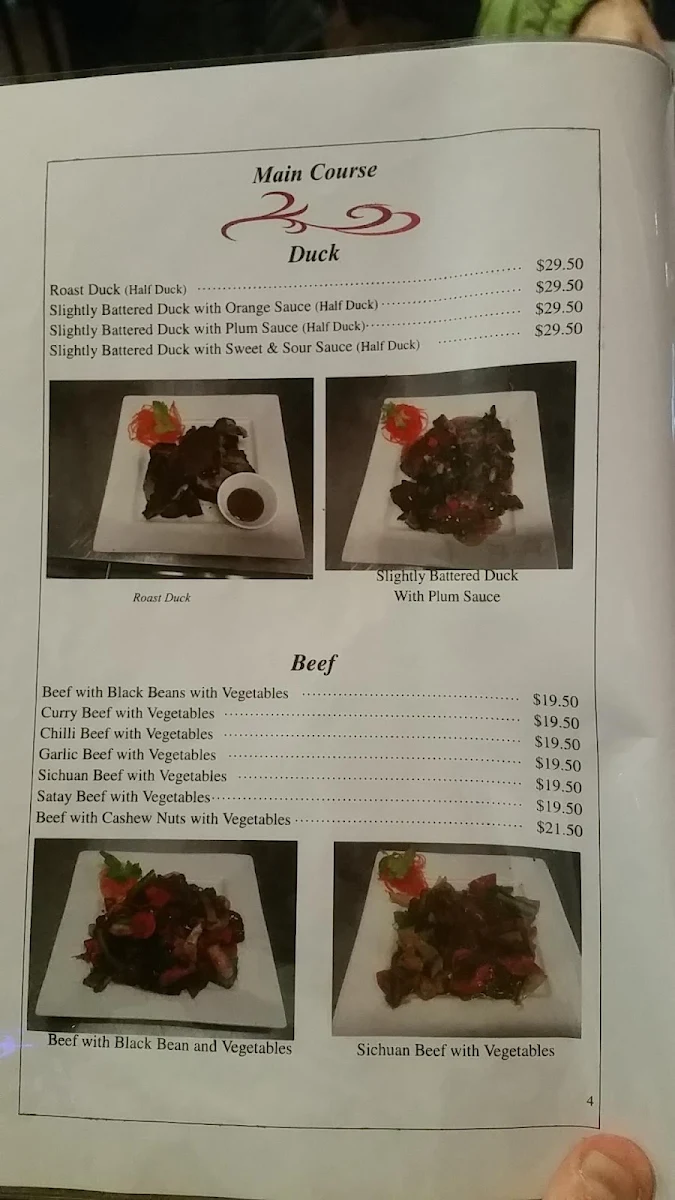 Menu, Zhen Bao Restaurant