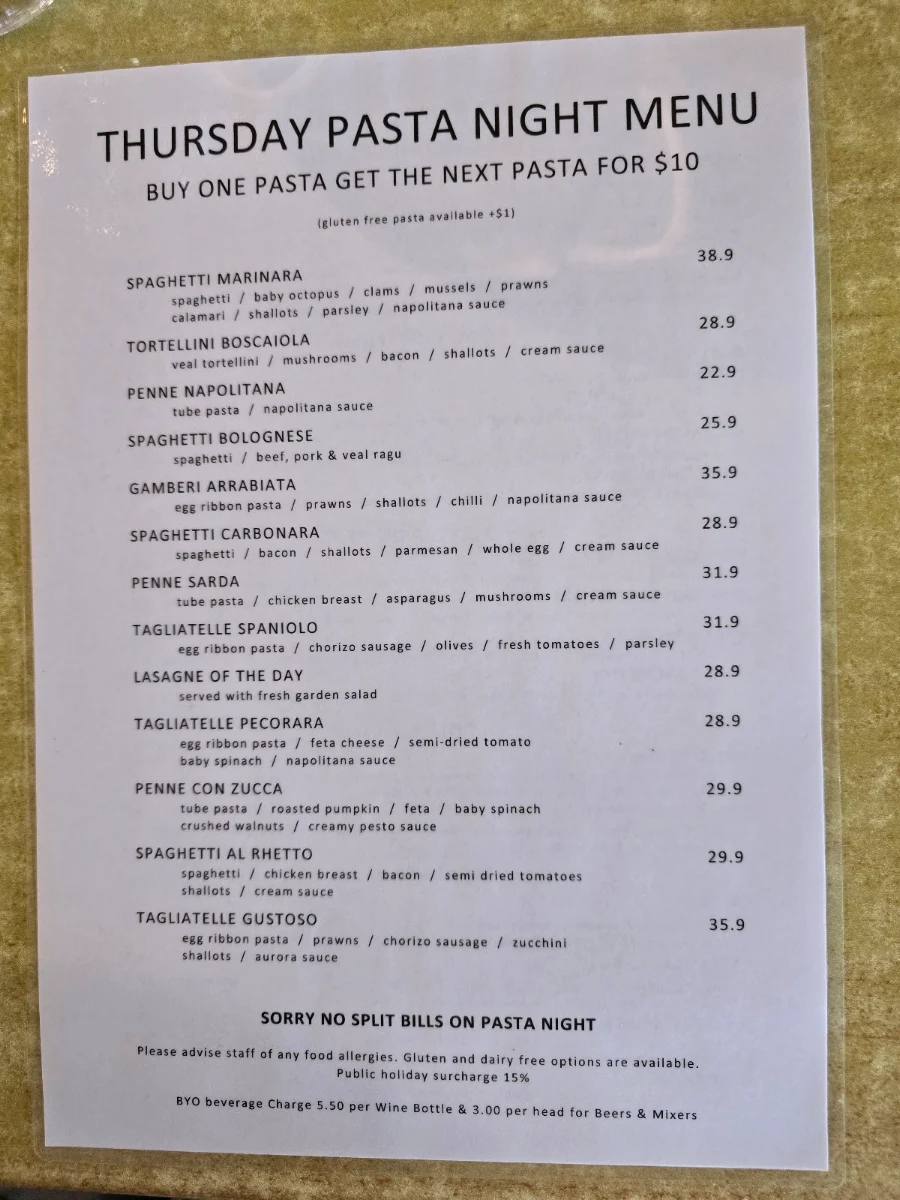 Menu, Cafe 66