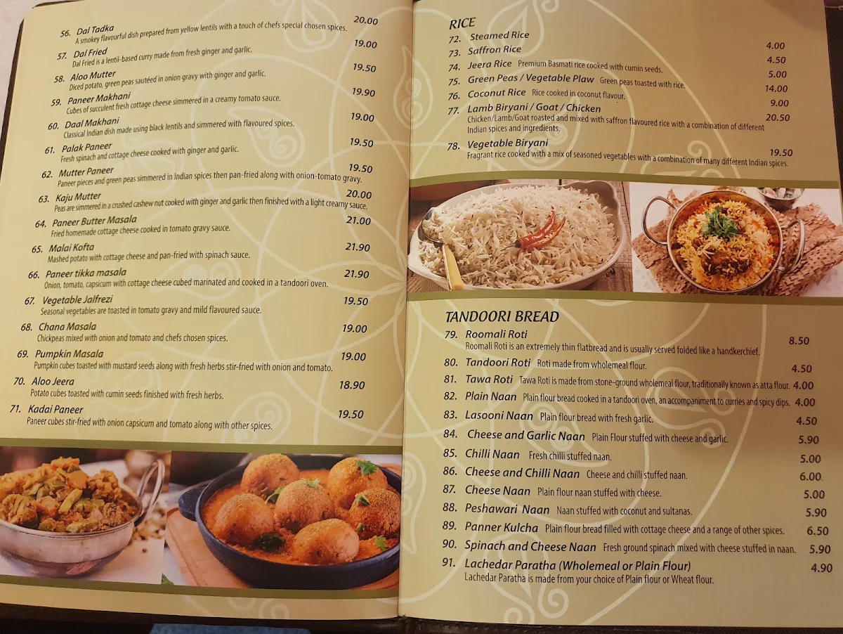 Menu, Mumbai Curry