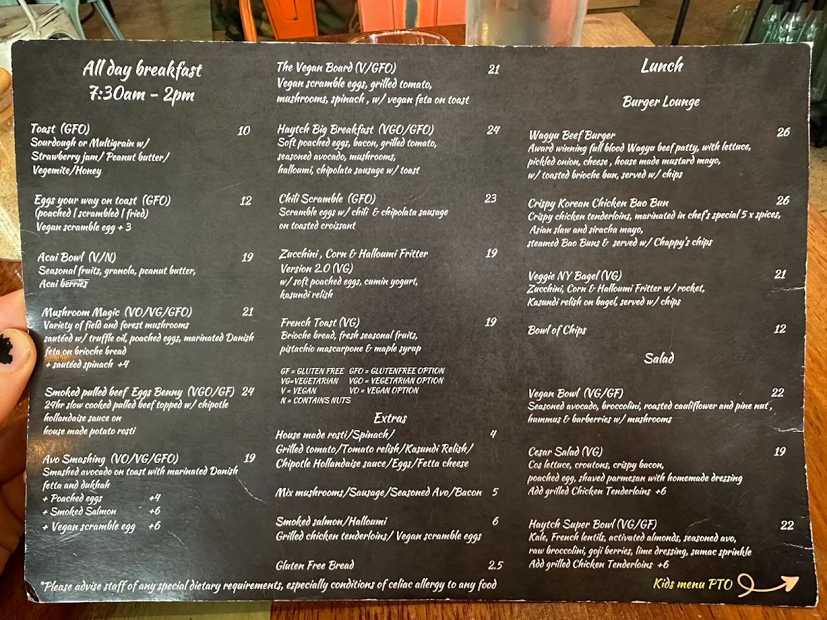 Menu, Haytch
