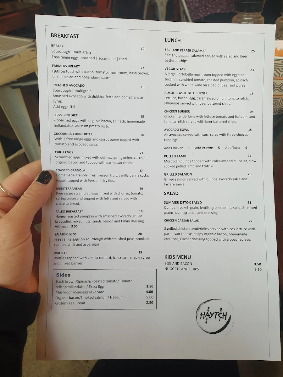 Menu, Haytch