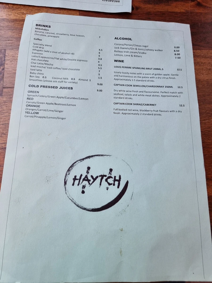 Menu, Haytch
