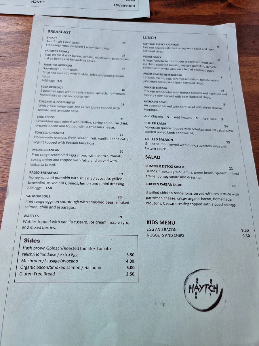 Menu, Haytch