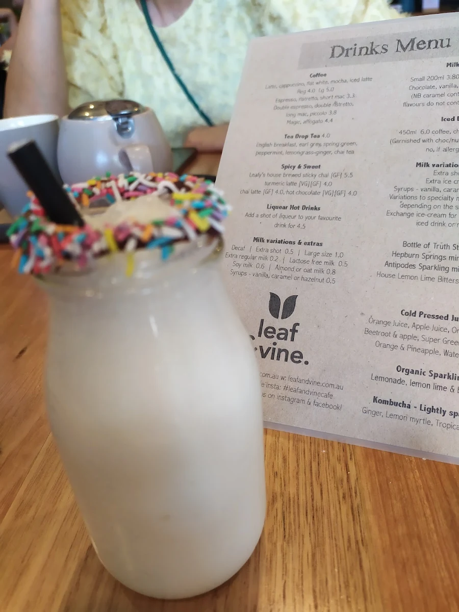 Menu, Leaf & Vine Cafe and Wine Bar