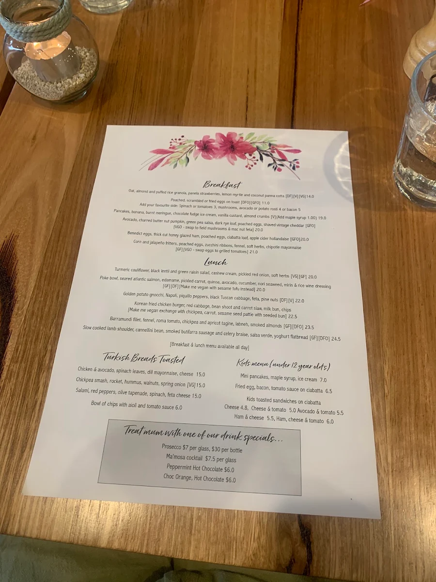 Menu, Leaf & Vine Cafe and Wine Bar