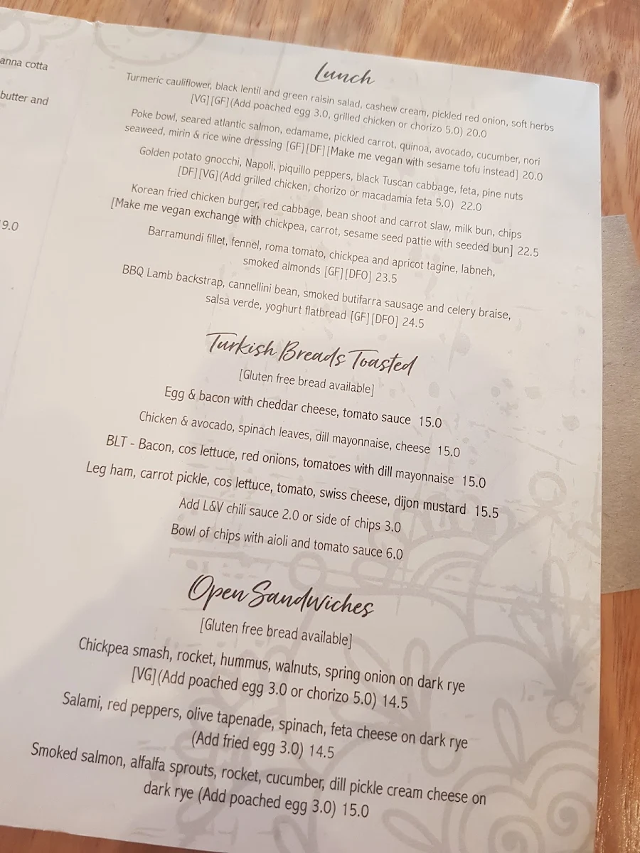 Menu, Leaf & Vine Cafe and Wine Bar