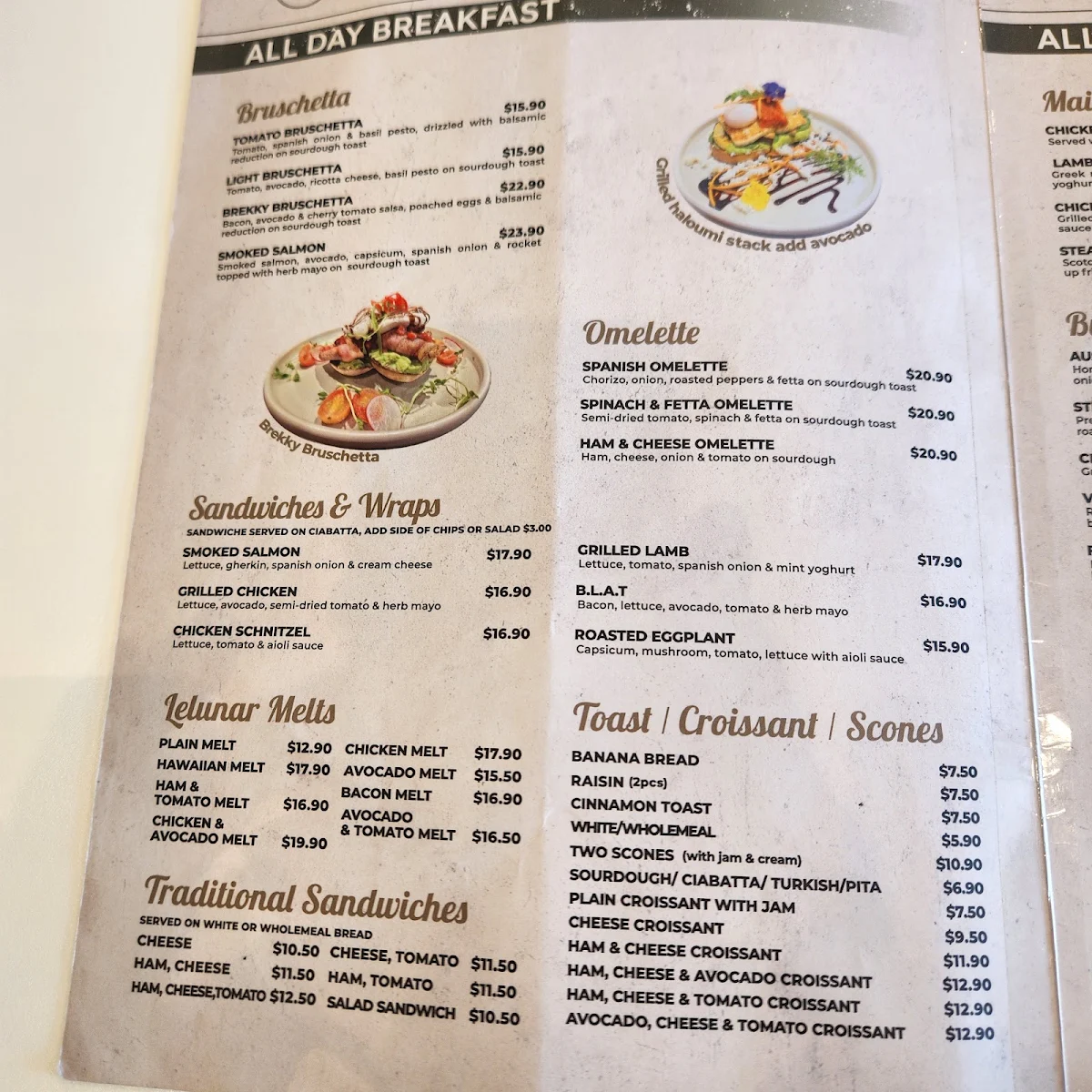 Menu, Cafe Lelunar