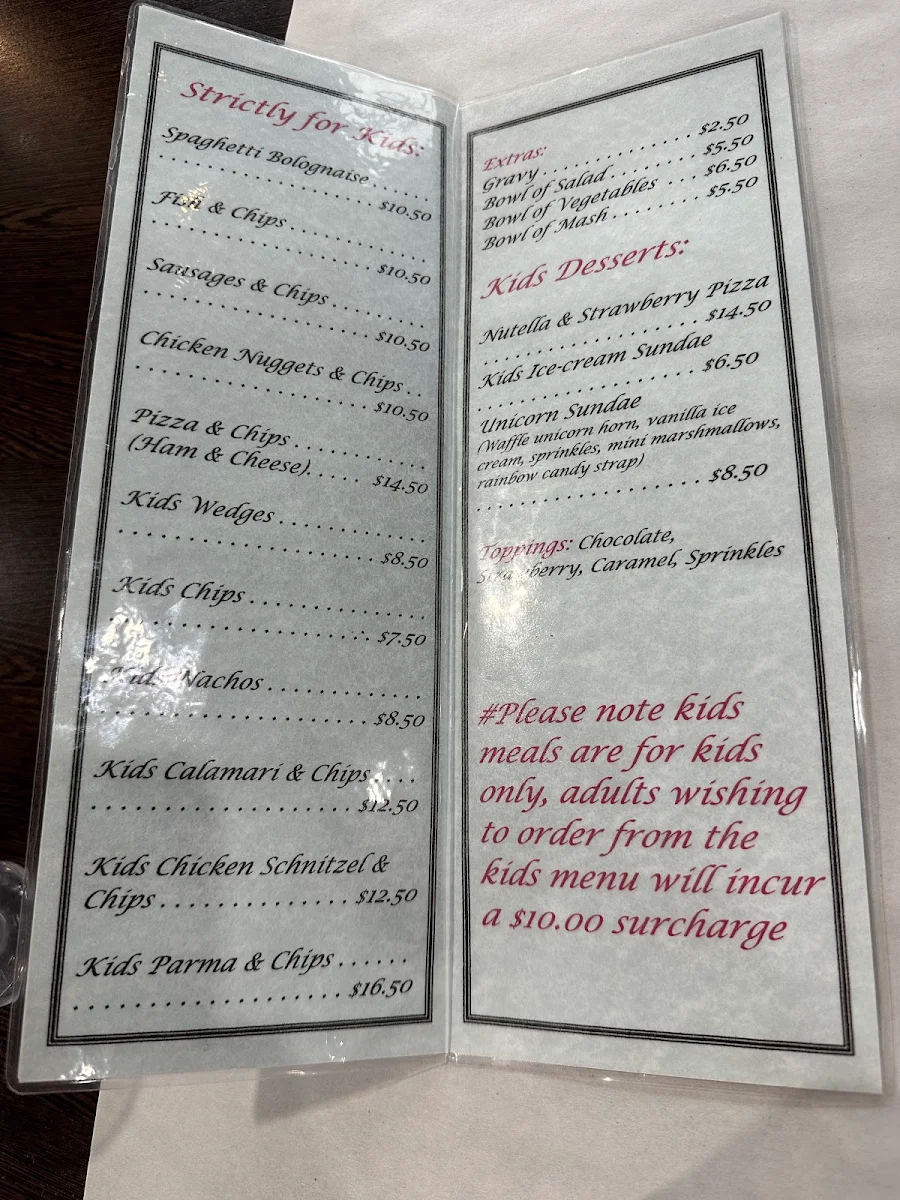 Menu, Schomberg Inn