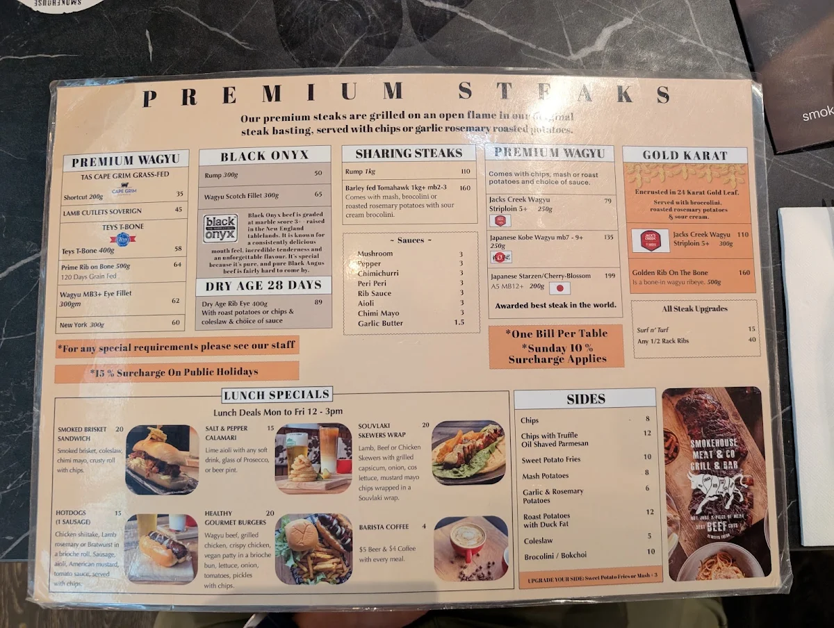 Menu, Smokehouse meat & co Grill & Bar