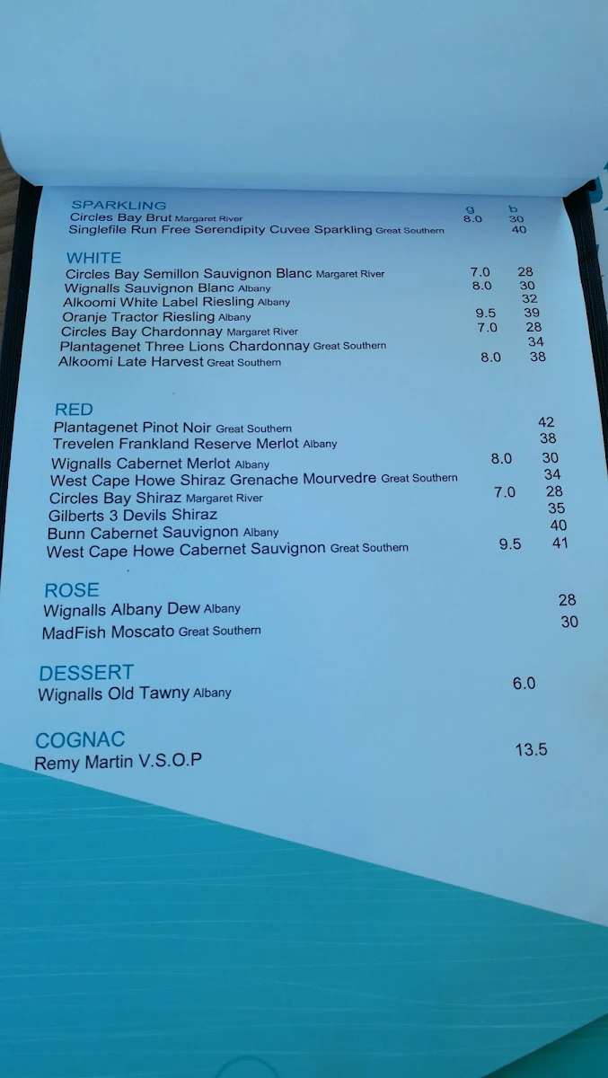 Menu, VIEW Restaurant