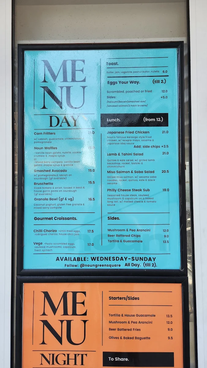 Menu, Bar Noun (Green Square Acai)