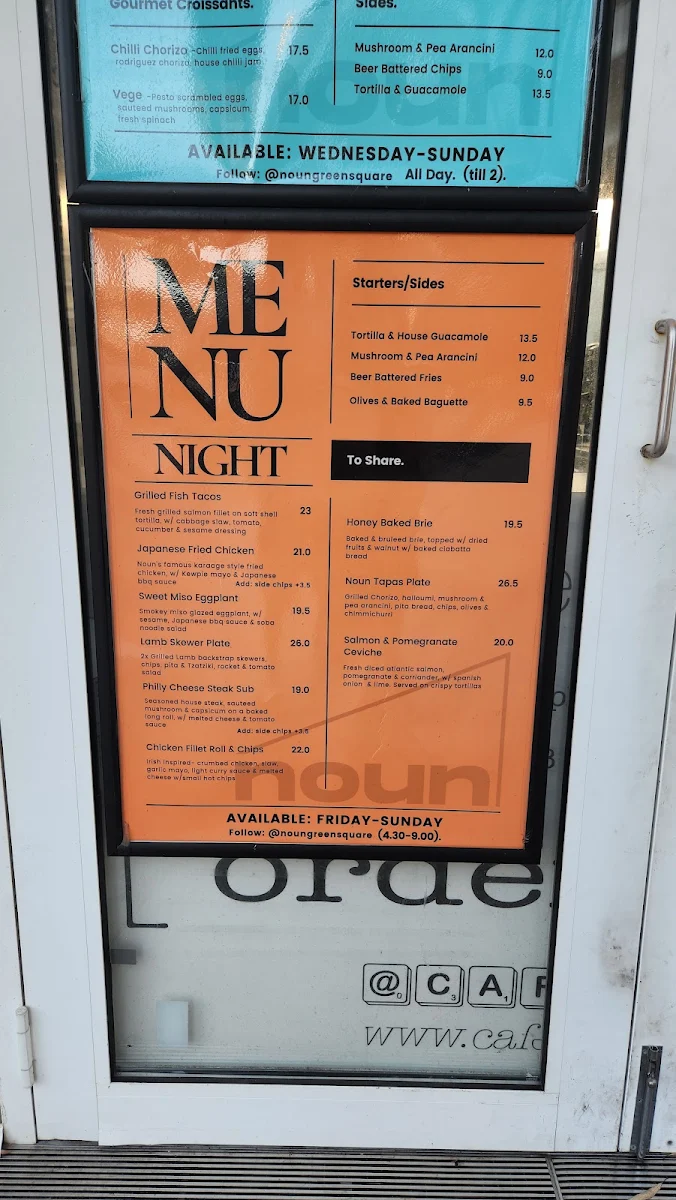 Menu, Bar Noun (Green Square Acai)