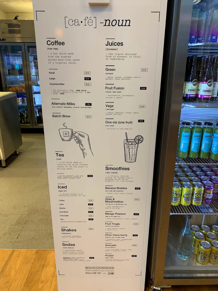 Menu, Bar Noun (Green Square Acai)