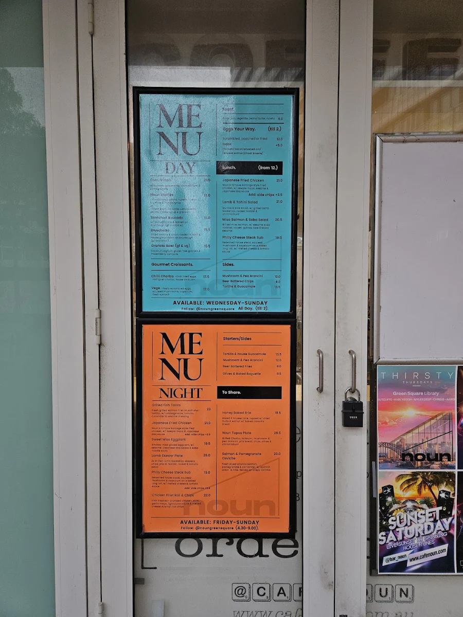 Menu, Bar Noun (Green Square Acai)