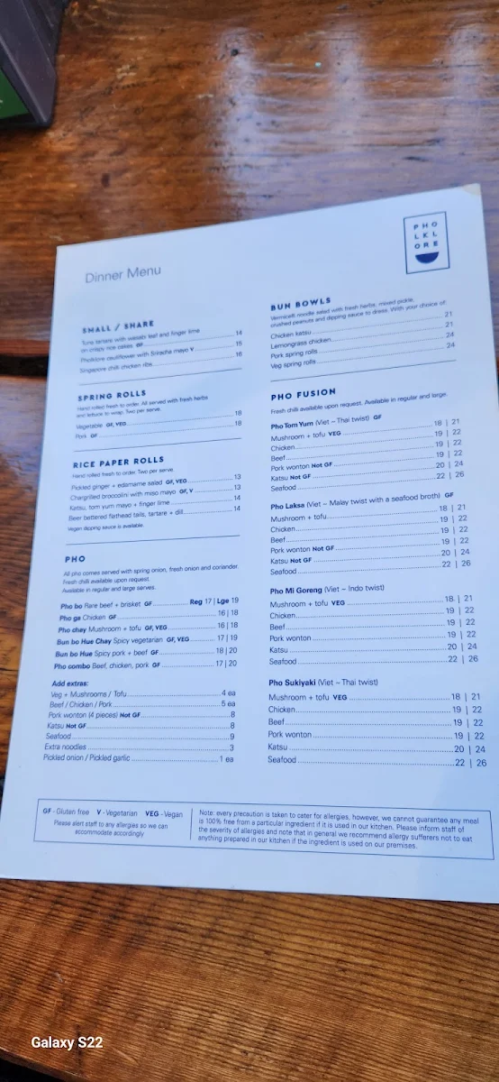 Menu, Pholklore
